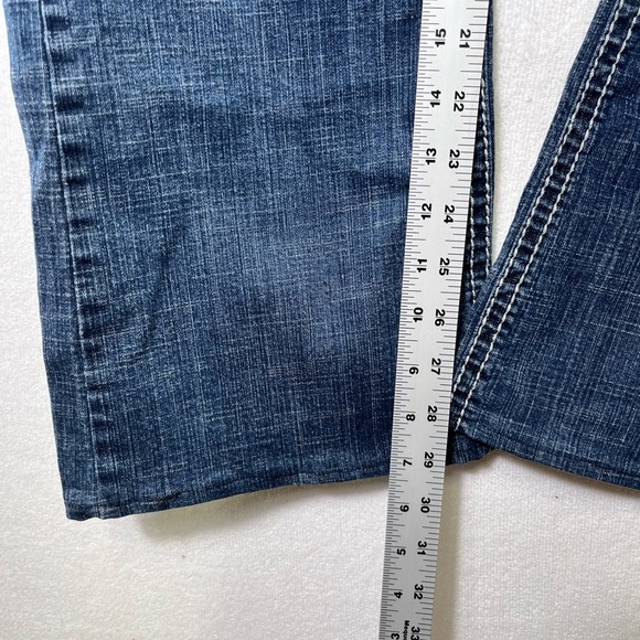 Hydraulic Bootcut Jeans Womens 13/14 Wide Stitch Embroidered Blue Denim 2226 - Picture 6 of 10